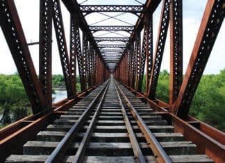Railway Track On Bridge