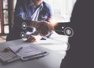 Close Up Agency Shaking Hand For Loan Credit Financial, Lease And Rental Concept